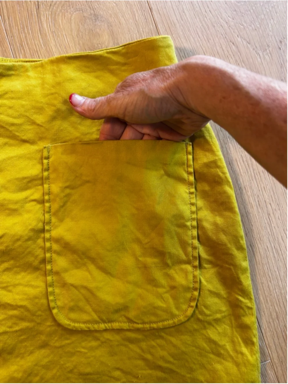 Anthropologie Maeve Mustard Yellow Patch Pocket Linen Blend Mini Size Large
